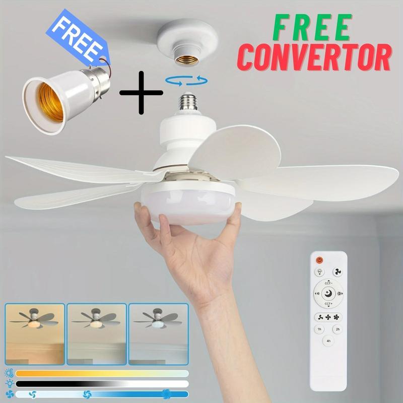 40W LED Ceiling Fan with Light & Remote — E27 Socket, 3 Speeds, Free B22 Converter