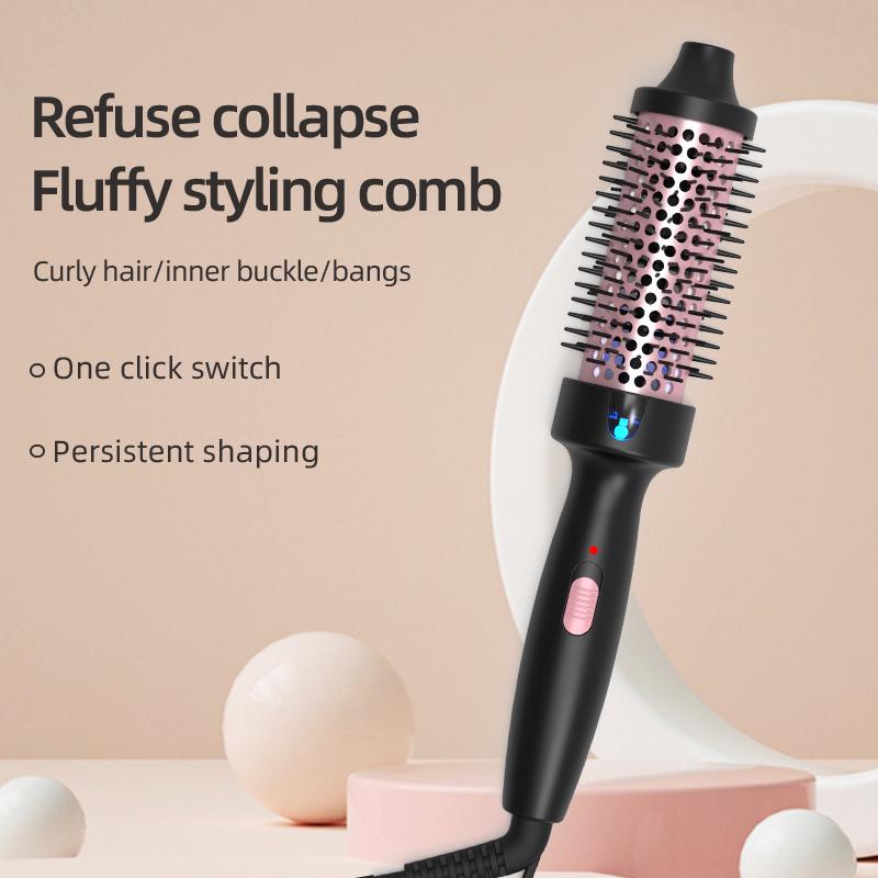 Negative Ion Fluffy Styling Brush — Volumising Hot Brush for Curls, Waves & Blowouts