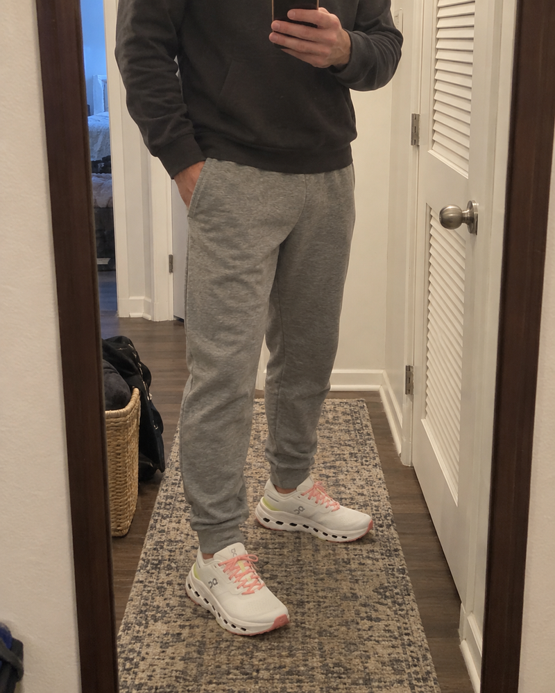 Mirror try-on of On Cloudrunner 3 in Ivory and Dew