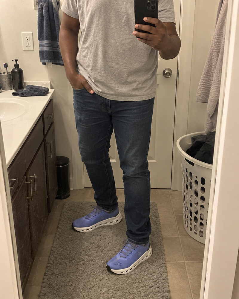 Mirror try-on of On Cloudrunner 3 in Sailor and Ivory