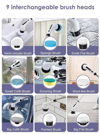 Cordless Electric Spin Scrubber – 9-in-1 Bathroom Cleaning Brush