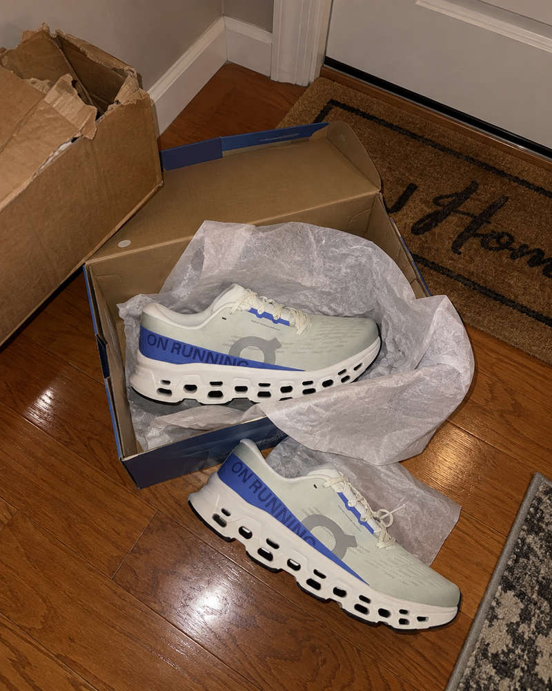 At-home unboxing of On Cloudmonster 3 in Iceberg and Ivory