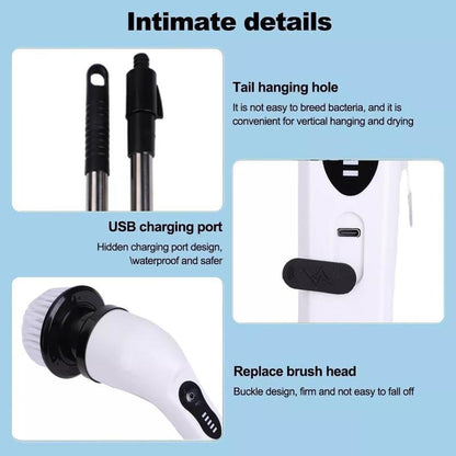 Cordless Electric Spin Scrubber – 9-in-1 Bathroom Cleaning Brush
