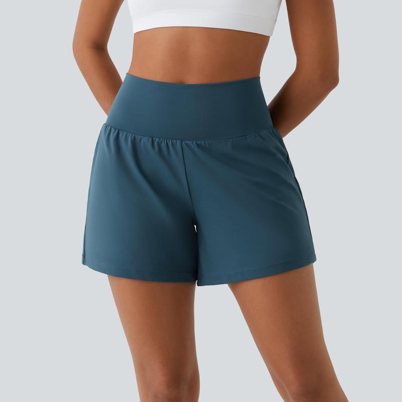 High-Waist Active Shorts with Pockets