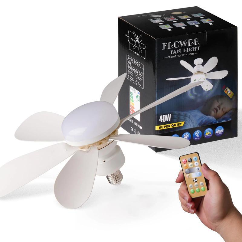 40W LED Ceiling Fan with Light & Remote — E27 Socket, 3 Speeds, Free B22 Converter
