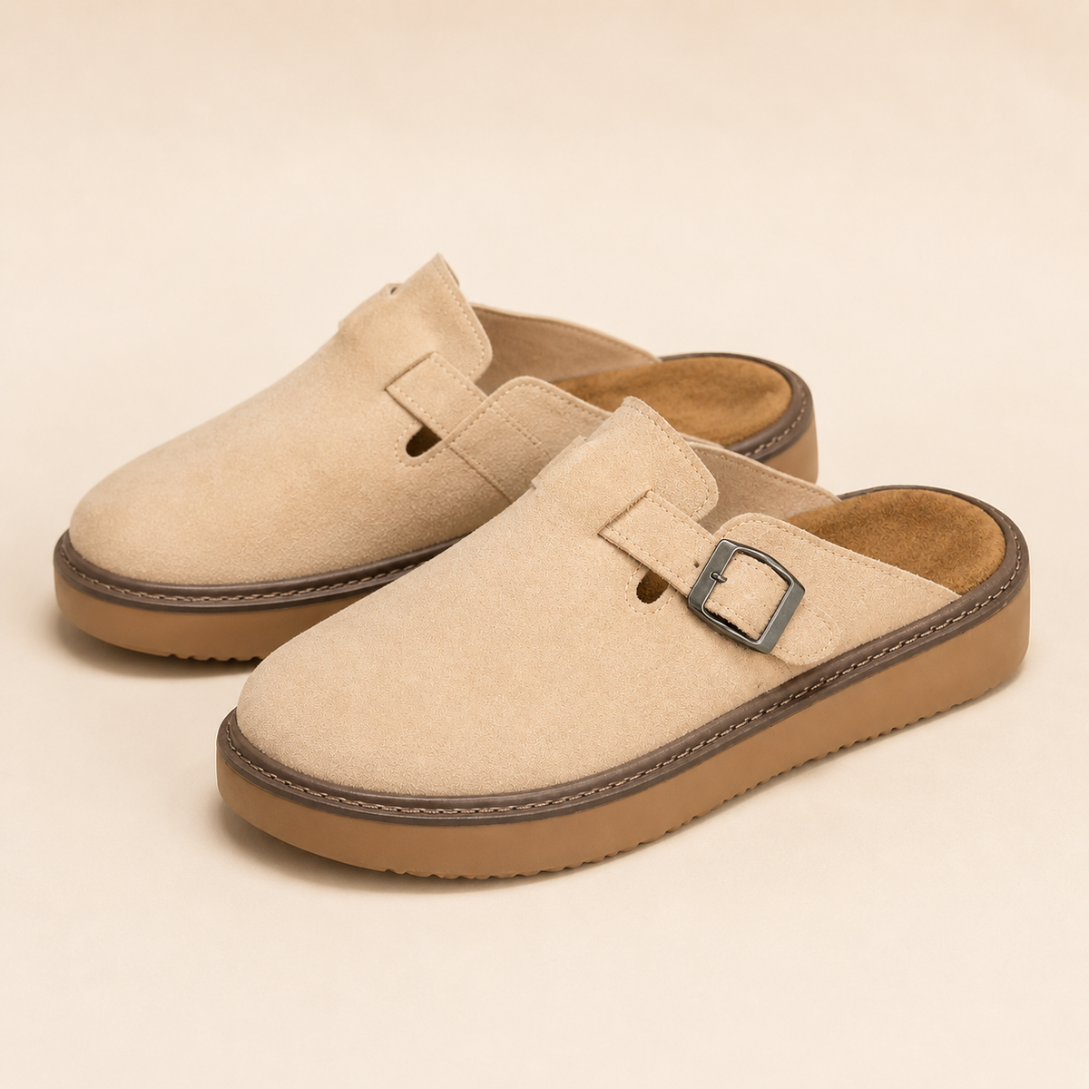 Soft Buckle Comfort Mules
