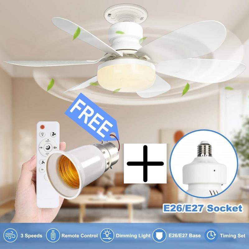 40W LED Ceiling Fan with Light & Remote — E27 Socket, 3 Speeds, Free B22 Converter