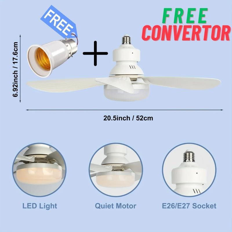 40W LED Ceiling Fan with Light & Remote — E27 Socket, 3 Speeds, Free B22 Converter