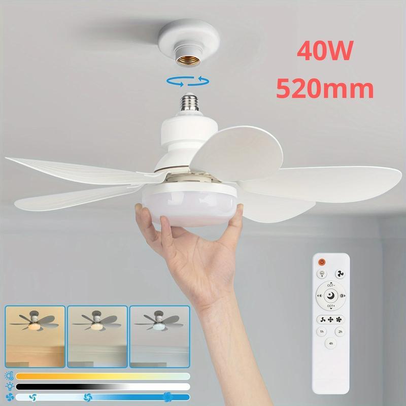 40W LED Ceiling Fan with Light & Remote — E27 Socket, 3 Speeds, Free B22 Converter