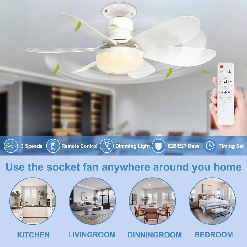 40W LED Ceiling Fan with Light & Remote — E27 Socket, 3 Speeds, Free B22 Converter