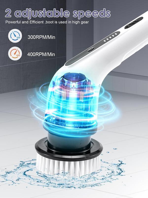 Cordless Electric Spin Scrubber – 9-in-1 Bathroom Cleaning Brush