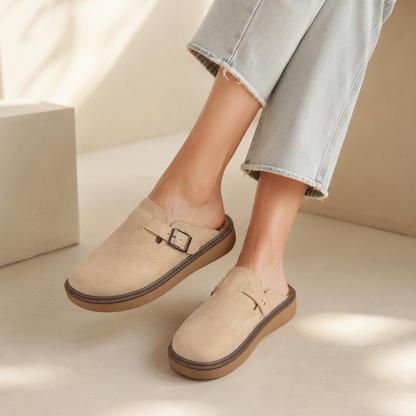 Soft Buckle Comfort Mules